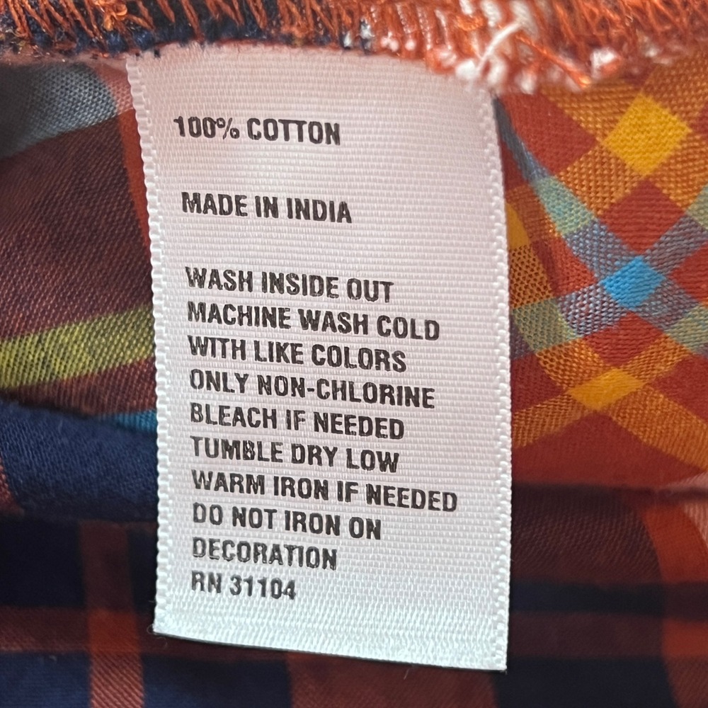 Kim Rogers Petite Orange Plaid Tunic Rhinestone Embellished Button Down Shirt PL - Picture 6 of 8